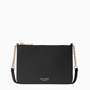 NWOT Kate Spade Eva Chain Crossbody Bag Black Leather Gold Hardware Gift Box